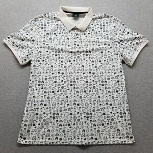 AG Adriano Goldschmied Shirt Mens XXL White Golf All Over Print Polo Green Label